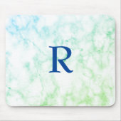 Marble Abstract Blue White Monogram Ombre Muismat (Voorkant)
