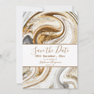 Marble Abstract Brown White Grey Modern Elegant Save The Date