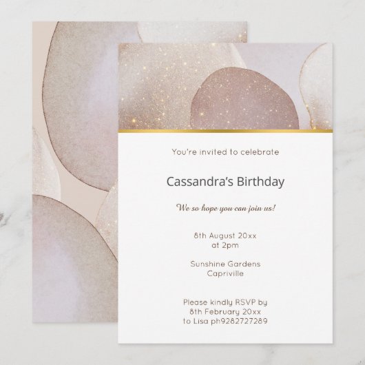 MARBLE ABSTRACT BUBBLE NEUTRAL BIRTHDAY KAART (Voorkant / Achterkant)