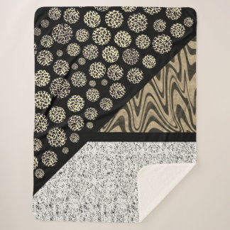 Marble Abstract Leopard Black Sherpa Deken