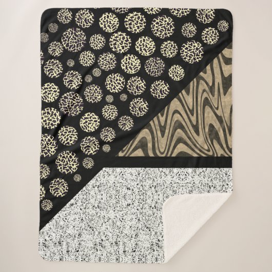 Marble Abstract Leopard Black Sherpa Deken (Voorkant)