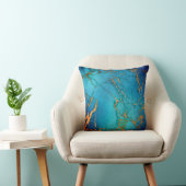 MARBLE ABSTRACT OCEAN BLUE GOLD PILLOW KUSSEN (Stoel)