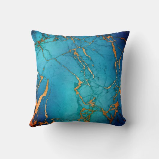 MARBLE ABSTRACT OCEAN BLUE GOLD PILLOW KUSSEN (Achterkant)