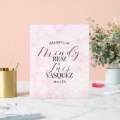 Marble Abstract Pink Wedding Script Black  Acryl Bord (Huwelijk)