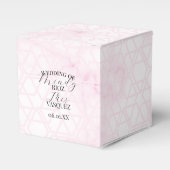 Marble Abstract Pink Wedding Script Black Bedankdoosjes (Voorkant Zijde)