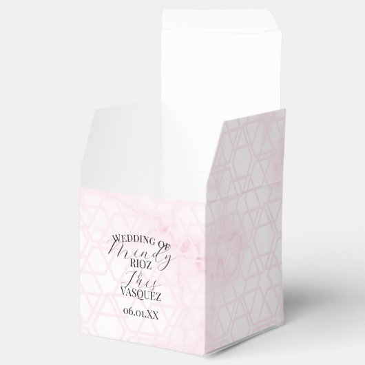 Marble Abstract Pink Wedding Script Black  Bedankdoosjes (Geopend)