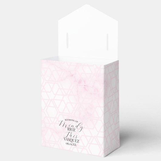 Marble Abstract Pink Wedding Script Black Bedankdoosjes (Geopend)