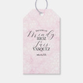Marble Abstract Pink Wedding Script Black Cadeaulabel (Voorkant)