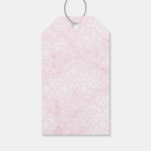 Marble Abstract Pink Wedding Script Black Cadeaulabel (Achterkant)