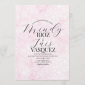 Marble Abstract Pink Wedding Script Black  Kaart (Voorkant)