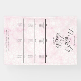 Marble Abstract Pink Wedding Script Black Menu Spandoek