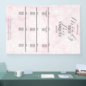 Marble Abstract Pink Wedding Script Black Menu Spandoek (Beurs)