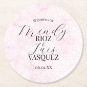Marble Abstract Pink Wedding Script Black Ronde Kartonnen Onderzetter (Voorkant)