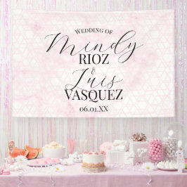 Marble Abstract Pink Wedding Script Black  Spandoek