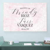 Marble Abstract Pink Wedding Script Black Spandoek (Beurs)
