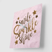 Marble Abstract Roze Motivatie Gold Glitter Vierkante Klok (Hoek)