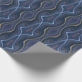 Marble Agate Blue Gold Swirling Chic Patroon Cadeaupapier (Hoek)