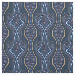Marble Agate Blue Gold Swirling Chic Patroon Stof
