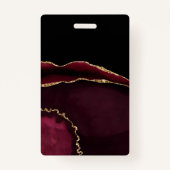 Marble Agate Chic Black Paars Gold Glitter Badge (Voorkant)