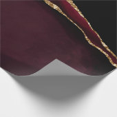 Marble Agate Chic Black Paars Gold Glitter Cadeaupapier (Hoek)