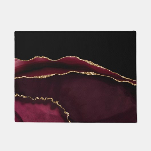 Marble Agate Chic Black Paars Gold Glitter Deurmat (Voorkant)