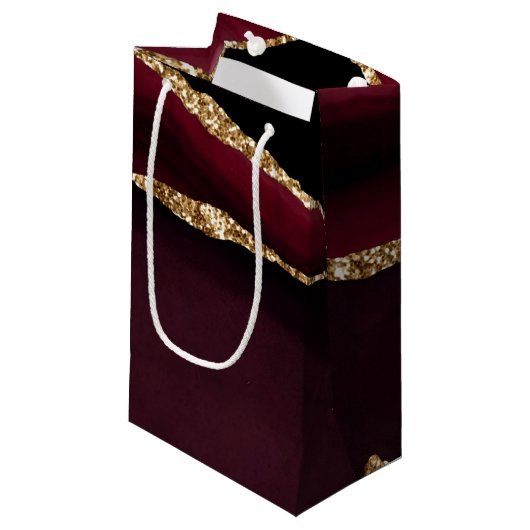 Marble Agate Chic Black Paars Gold Glitter Klein Cadeauzakje (Voorkant Gekanteld)