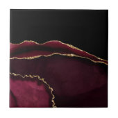 Marble Agate Chic Black Paars Gold Glitter Tegeltje (Voorkant)