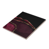 Marble Agate Chic Black Paars Gold Glitter Tegeltje (Zijkant)