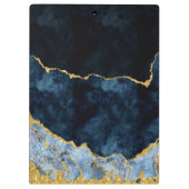 Marble Agate Gilded Navy Blue & Gold Waterverf Klembord (Achterkant)