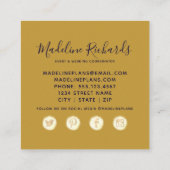 Marble Agate Gilded Navy Blue & Gold Waterverf Vierkante Visitekaartje (Achterkant)