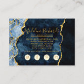 Marble Agate Gilded Navy Blue & Gold Waterverf Visitekaartje (Achterkant)
