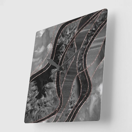 Marble Agate Gold Glam 12 Vierkante Klok (Hoek)