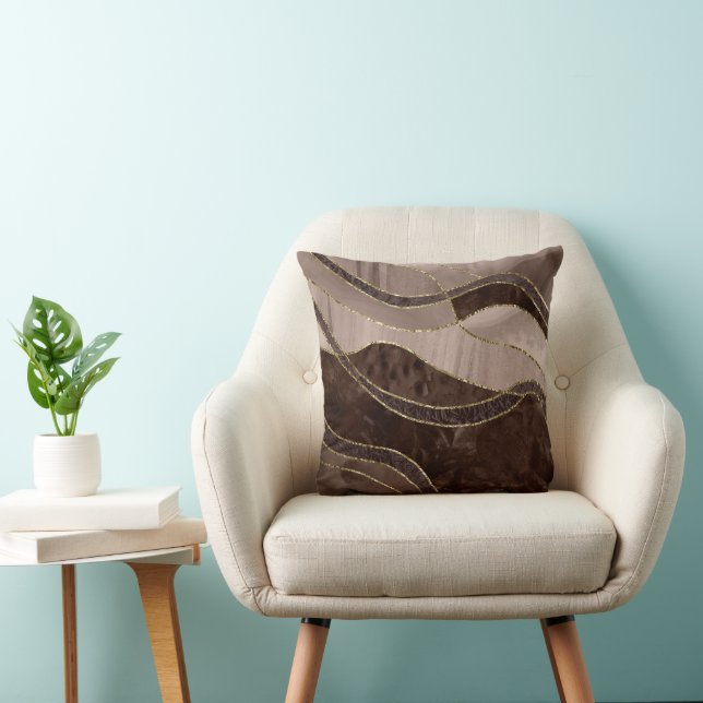 Marble Agate Gold Glam 4 - landscape Kussen (Stoel)