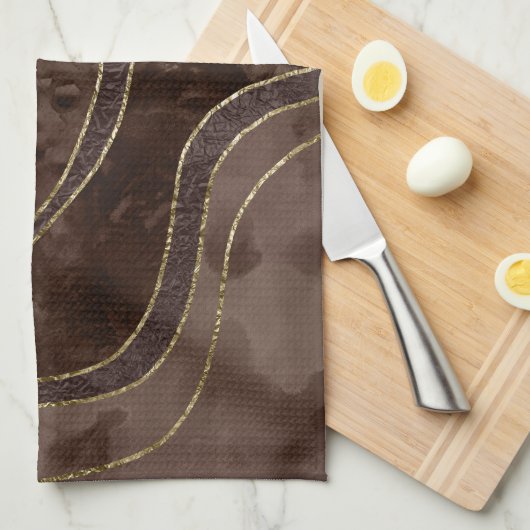 Marble Agate Gold Glam 4 - landscape Theedoek (Quarter Fold)