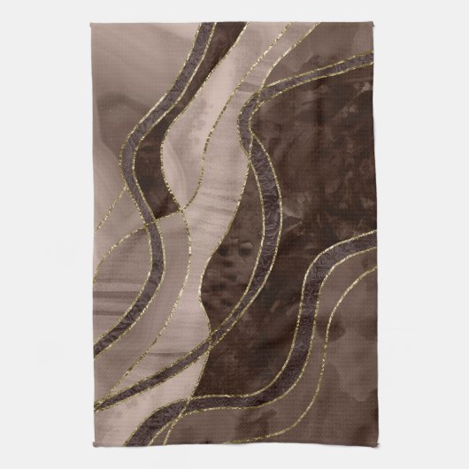 Marble Agate Gold Glam 4 - landscape Theedoek (Verticaal)