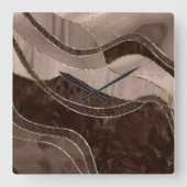 Marble Agate Gold Glam 4 - landscape Vierkante Klok (Voorkant)