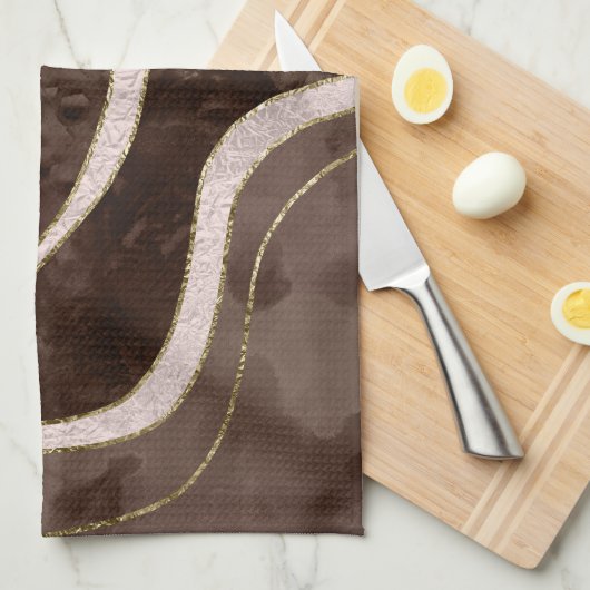 Marble Agate Gold Glam 5 - landscape Theedoek (Quarter Fold)
