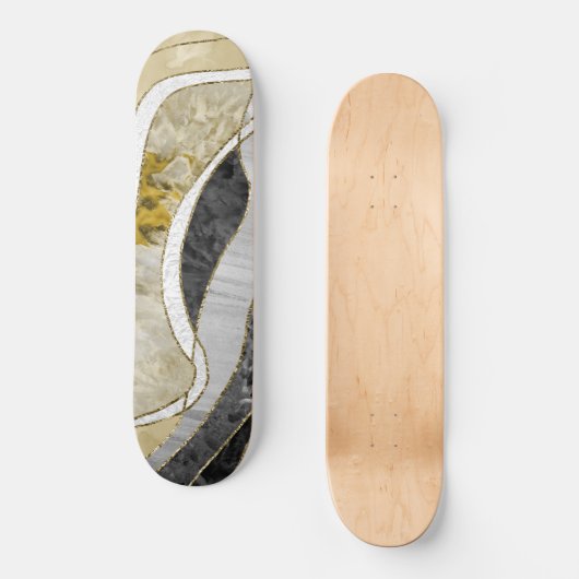 Marble Agate Gold Glam 7 Persoonlijk Skateboard (Voorkant)