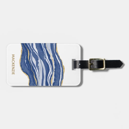 Marble Agate Gold Glitter Bagagelabel (Voorkant horizontaal)