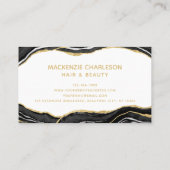 Marble Agate Gold Glitter Black en White Visitekaartje (Achterkant)