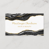 Marble Agate Gold Glitter Black en White Visitekaartje (Voorkant)
