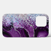 Marble Agate Liquid Ink Paars Glitter Case-Mate iPhone Case (Achterkant (horizontaal))
