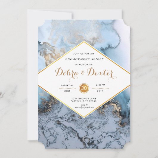 Marble Agate Verloving Invitation Kaart (Voorkant)