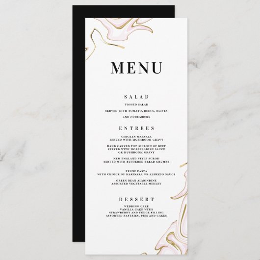 Marble Agate Wedding Menu | Roze en Goud (Voorkant / Achterkant)