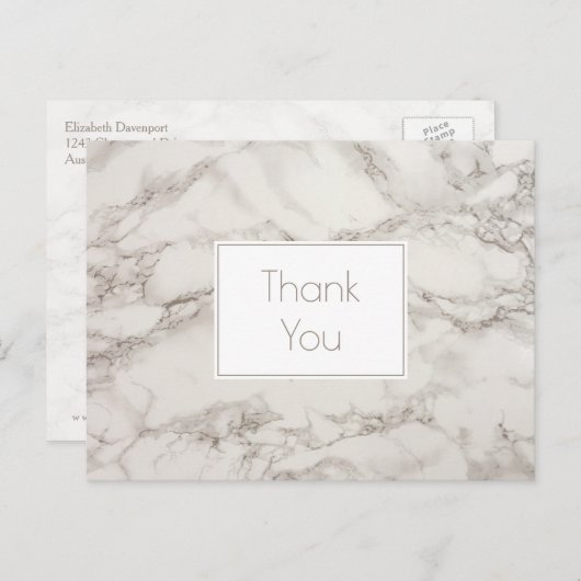 Marble Alabaster Taupe Tan Achtergrond Dank u Briefkaart (Voorkant / Achterkant)