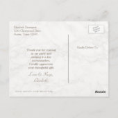 Marble Alabaster Taupe Tan Achtergrond Dank u Briefkaart (Achterkant)