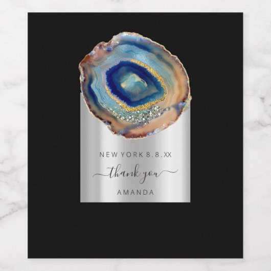 Marble Amethyst Stone Bedankt voor het huwelijk Wijn Etiket (Enkel label)