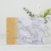 Marble and Gold Will you be My Maid of Honger Name Kaart (Staand voorkant)