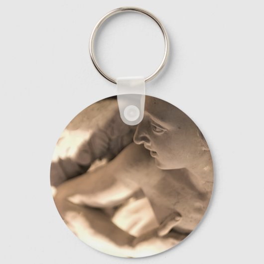 Marble Angel Sculpture Art Print Sleutelhanger (Voorkant)