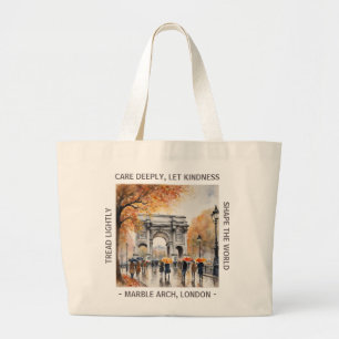 Marble Arch in de regen Herfst Katoenen Boodschapp Grote Tote Bag